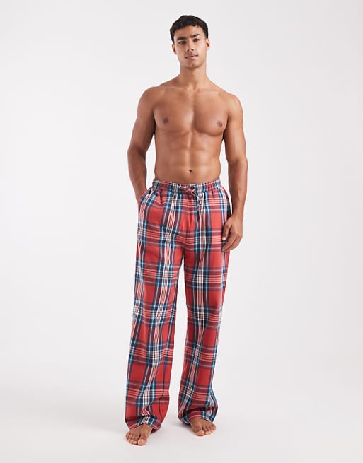 DESIGN Lounge Bottoms In Red Brushed Check