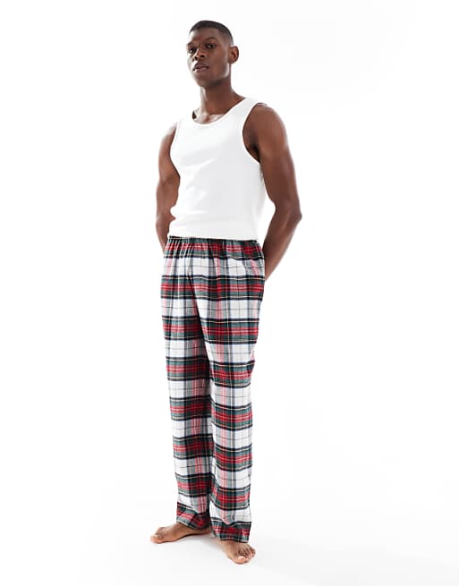 DESIGN lounge bottoms in tartan red brushed check