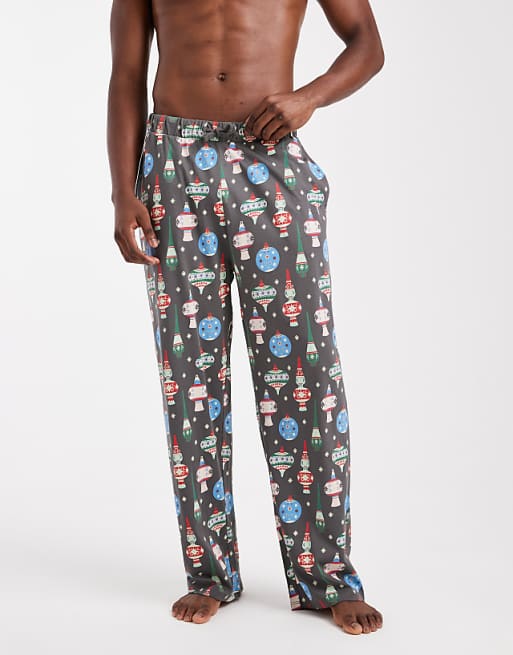 DESIGN Lounge Bottoms With Christmas Bauble Graphic In Black