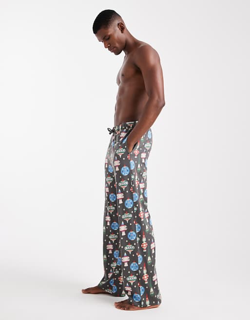 DESIGN Lounge Bottoms With Christmas Bauble Graphic In Black