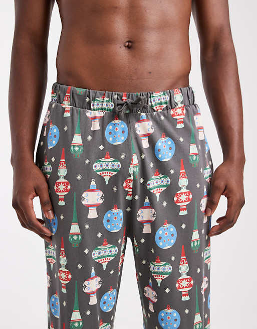 DESIGN Lounge Bottoms With Christmas Bauble Graphic In Black