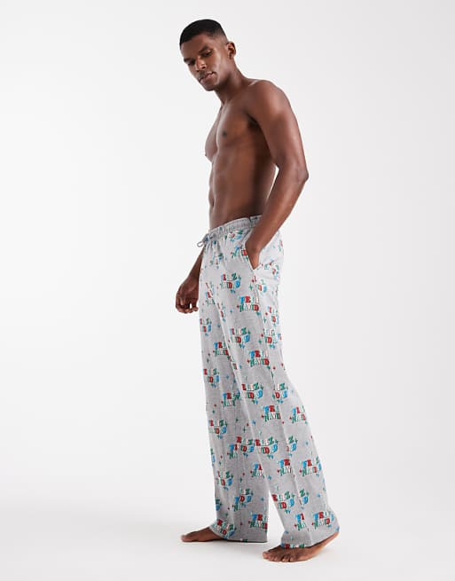 DESIGN Lounge Bottoms With Christmas Feliz Navidad Graphic In Grey