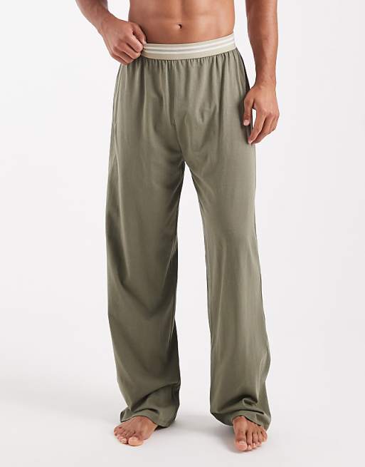 DESIGN Lounge Bottoms With Wide Leg In Khaki