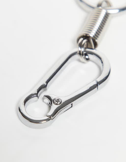 DESIGN Metal Spring Carabiner Jeans Clip In Silver Tone