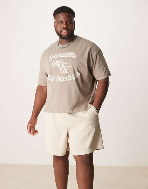 DESIGN Mid Length Waffle Short In Ecru