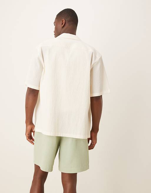 DESIGN Mid Length Waffle Short In Green