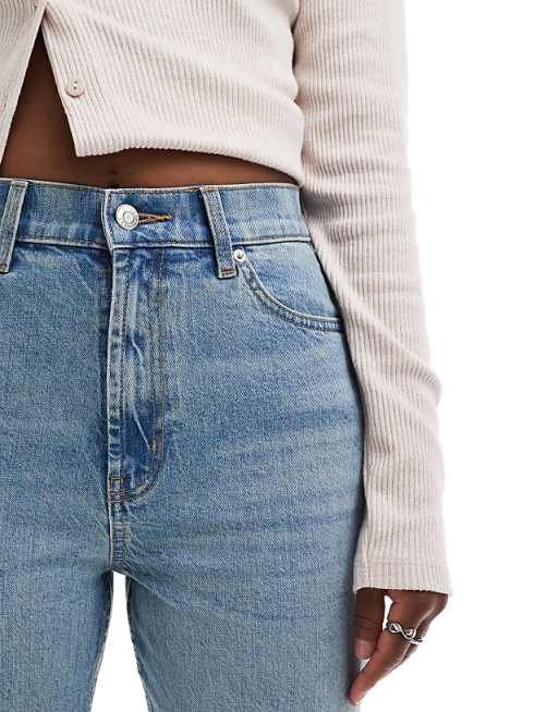 DESIGN Mid Rise Flare Jeans In Light Vintage Wash