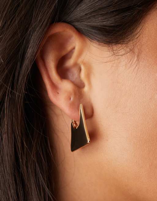 DESIGN Mini Hoop Earrings With Angular Design In Gold Tone