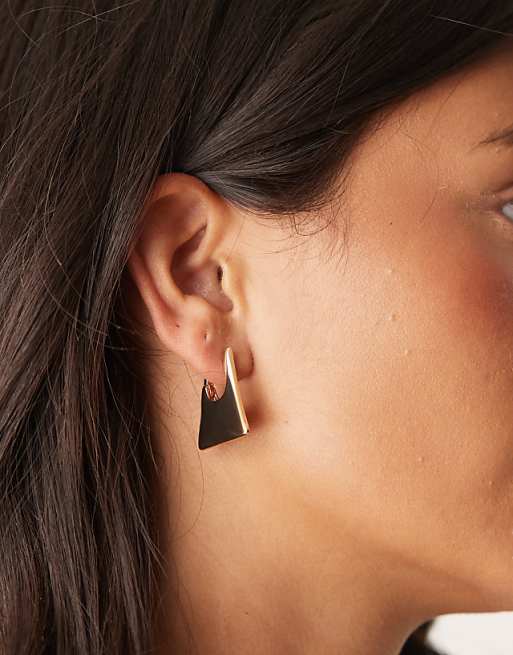 DESIGN mini hoop earrings with angular design in gold tone