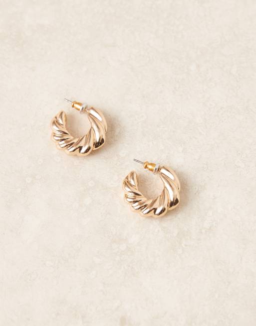 DESIGN Mini Hoops With Twisted Design In Gold Tone