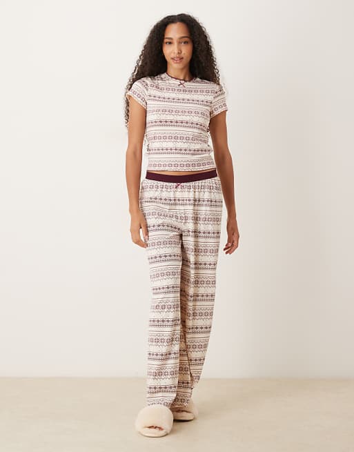 DESIGN mix & match pyjamas in red fairisle print