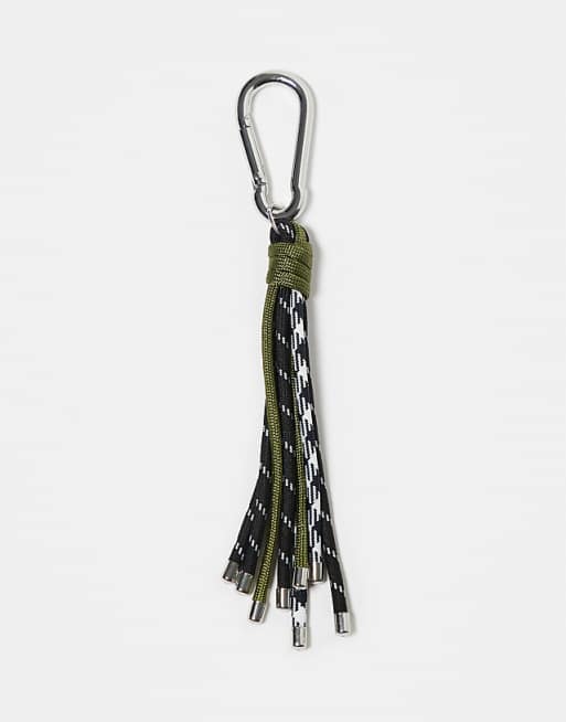 DESIGN mixed cord keyring bag charm - KHAKI