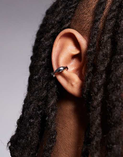 DESIGN molten ear cuff in silver tone