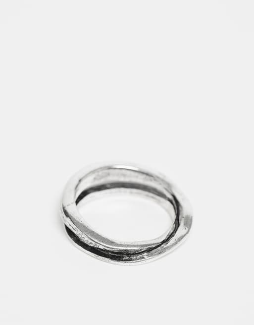 DESIGN Molten Intertwined Ring In Silver Tone