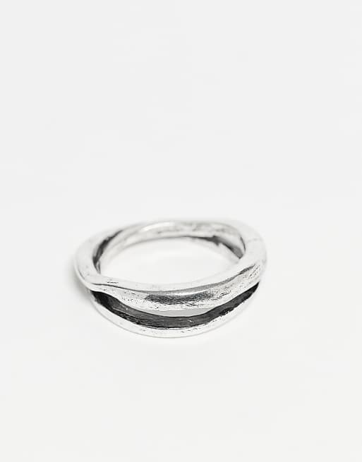 DESIGN molten intertwined ring in silver tone
