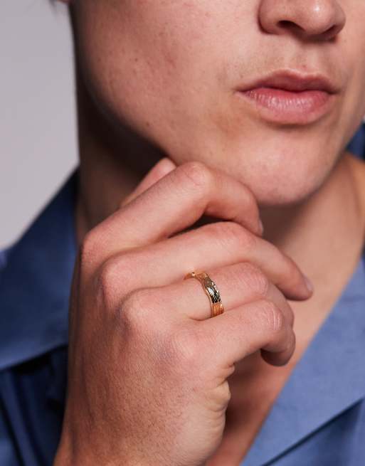 DESIGN Mottled Band Ring In Gold Tone