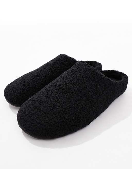 DESIGN Mule Slippers In Black Borg