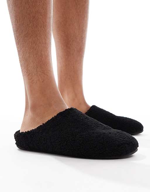DESIGN Mule Slippers In Black Borg
