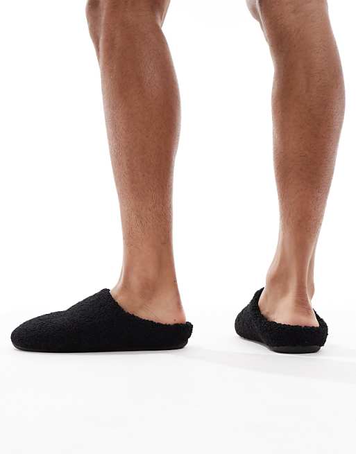 DESIGN Mule Slippers In Black Borg