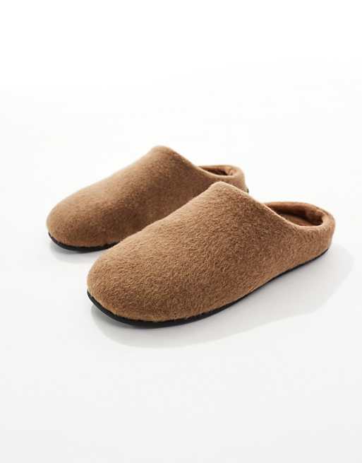 DESIGN Mule Slippers In Brown Marl