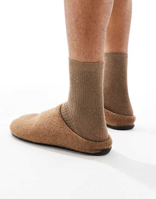 DESIGN Mule Slippers In Brown Marl