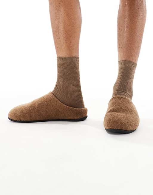 DESIGN Mule Slippers In Brown Marl