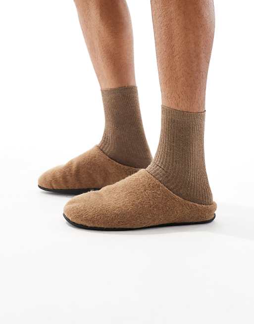 DESIGN mule slippers in brown marl