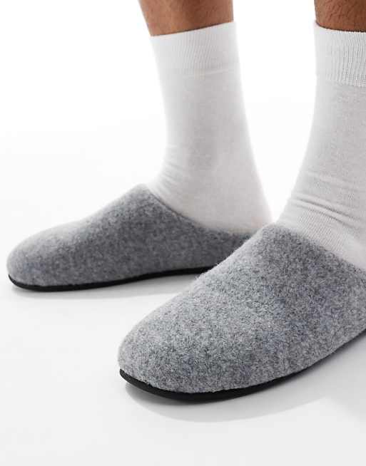 DESIGN Mule Slippers In Grey Marl