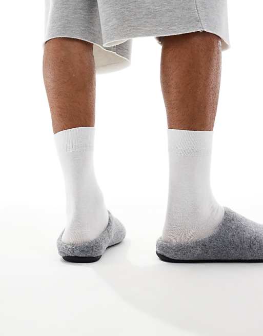 DESIGN Mule Slippers In Grey Marl