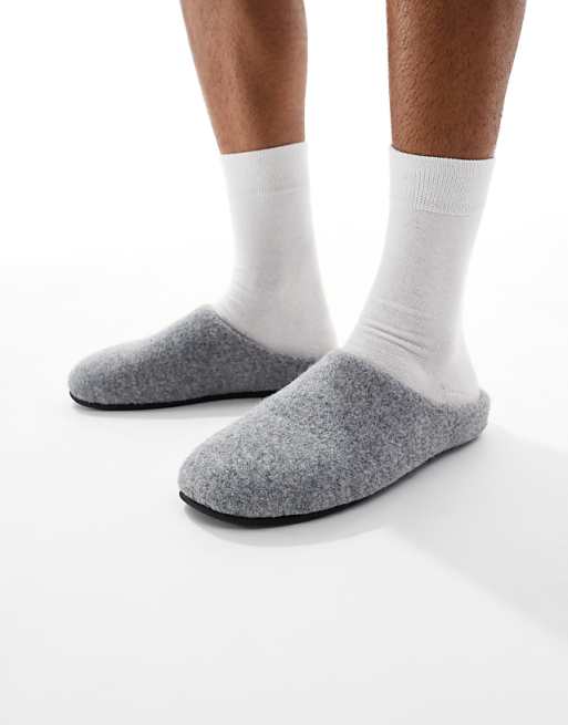 DESIGN Mule Slippers In Grey Marl