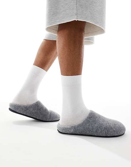 DESIGN Mule Slippers In Grey Marl