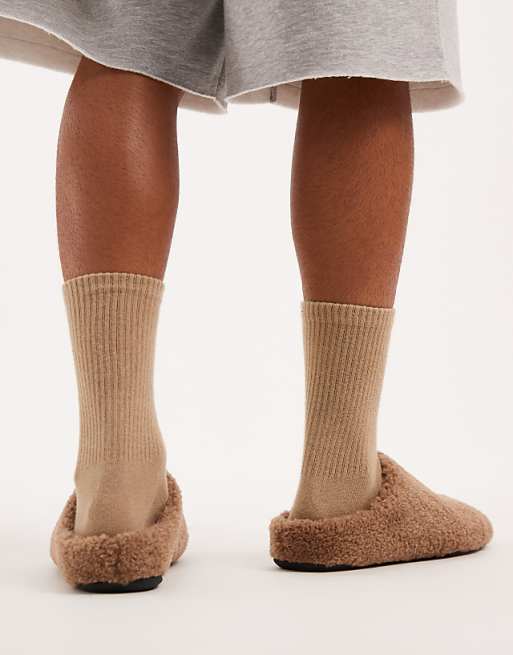 DESIGN Mule Slippers In Tan Borg