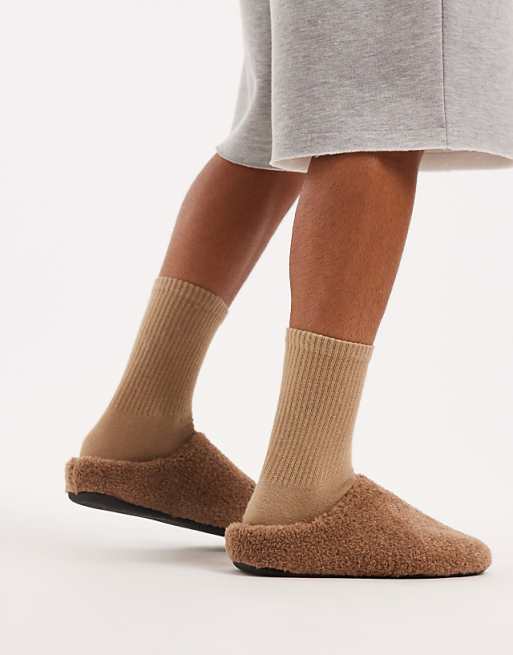DESIGN Mule Slippers In Tan Borg