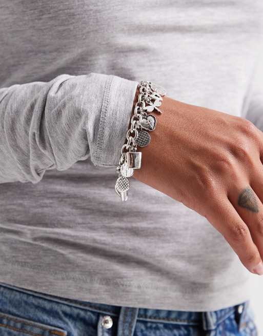 DESIGN Multi Charm Bracelet In Silver Tone