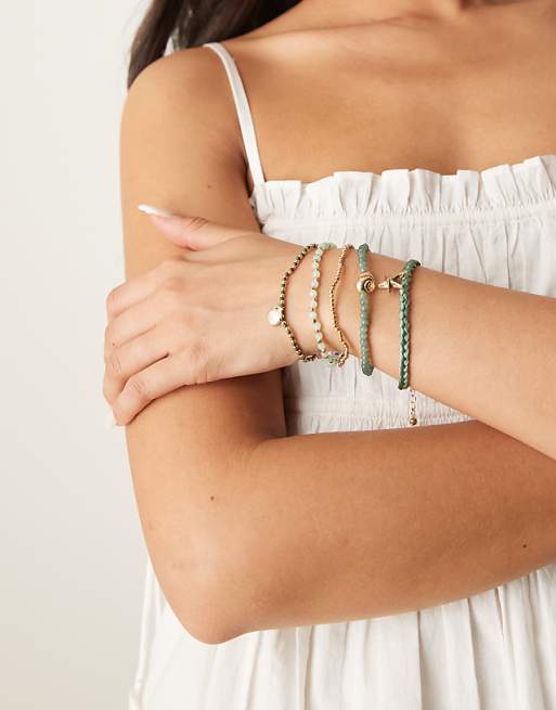 DESIGN multirow bracelet in shell design in gold tone