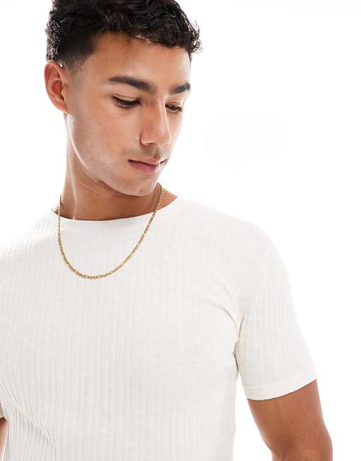 DESIGN Muscle Boxy T-shirt In Cream