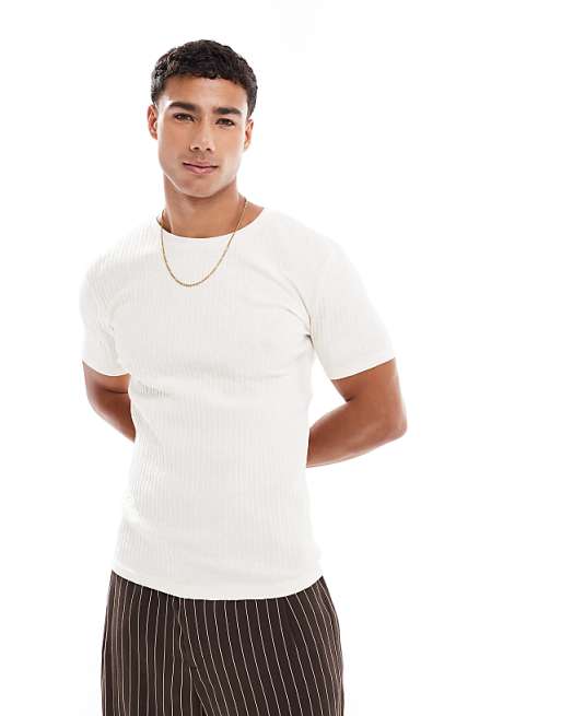DESIGN muscle boxy t-shirt in cream