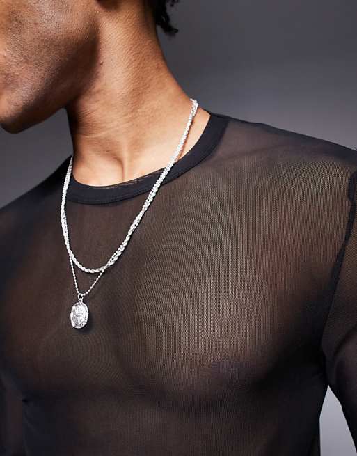 DESIGN Muscle Fit Long Sleeve T-shirt In Black Mesh