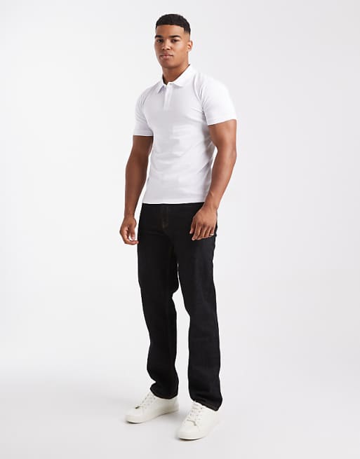 DESIGN Muscle Fit Polo In White