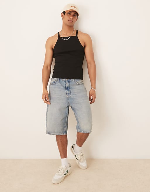 DESIGN Muscle Fit Rib Vest In Black