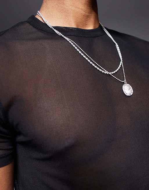 DESIGN Muscle Fit T-shirt In Black Mesh
