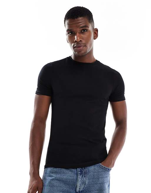 DESIGN muscle fit t-shirt in black