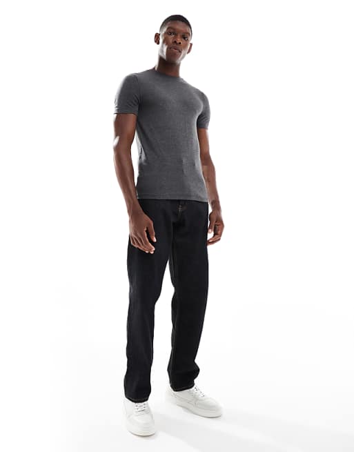 DESIGN Muscle Fit T-shirt In Charcoal