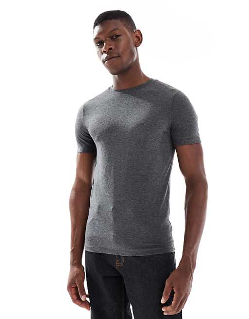 DESIGN muscle fit t-shirt in charcoal