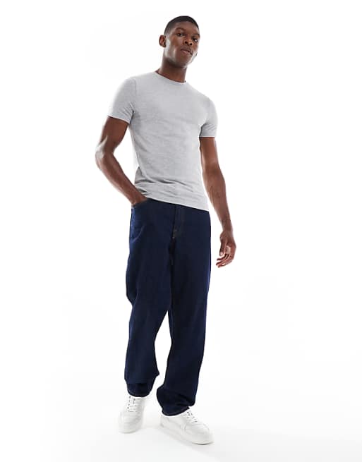 DESIGN Muscle Fit T-shirt In Light Grey