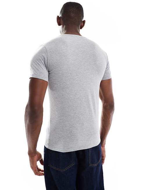 DESIGN Muscle Fit T-shirt In Light Grey