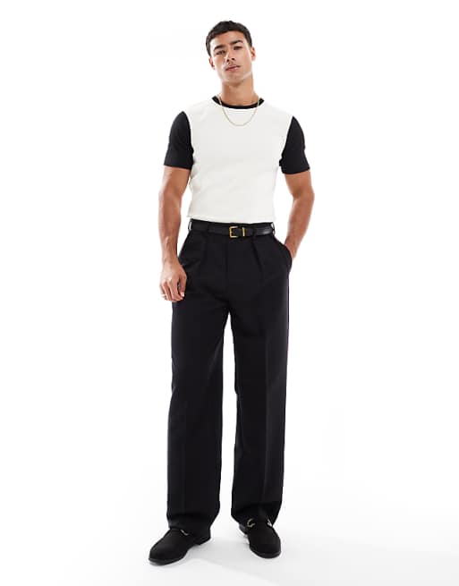 DESIGN Muscle T-shirt With Contrast Sleeves In Cream Rib