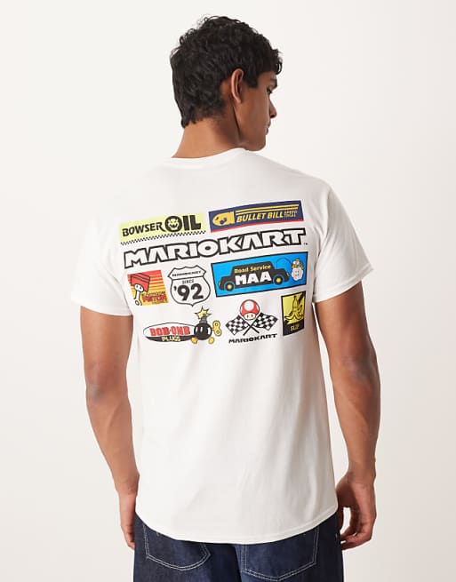 DESIGN Nintendo Unisex Oversized T-shirt With Mario Kart Prints In White