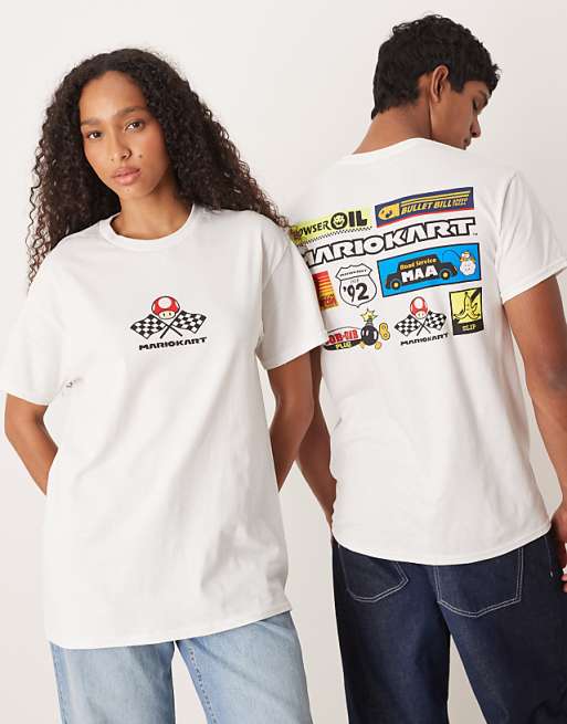 DESIGN Nintendo unisex oversized t-shirt with Mario Kart prints in white