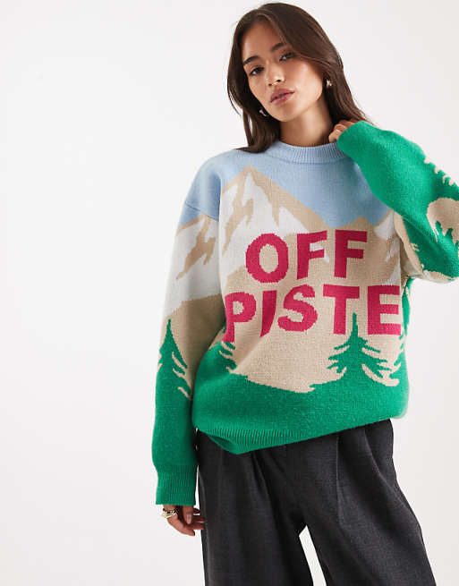 DESIGN off piste ski scenic jumper in white